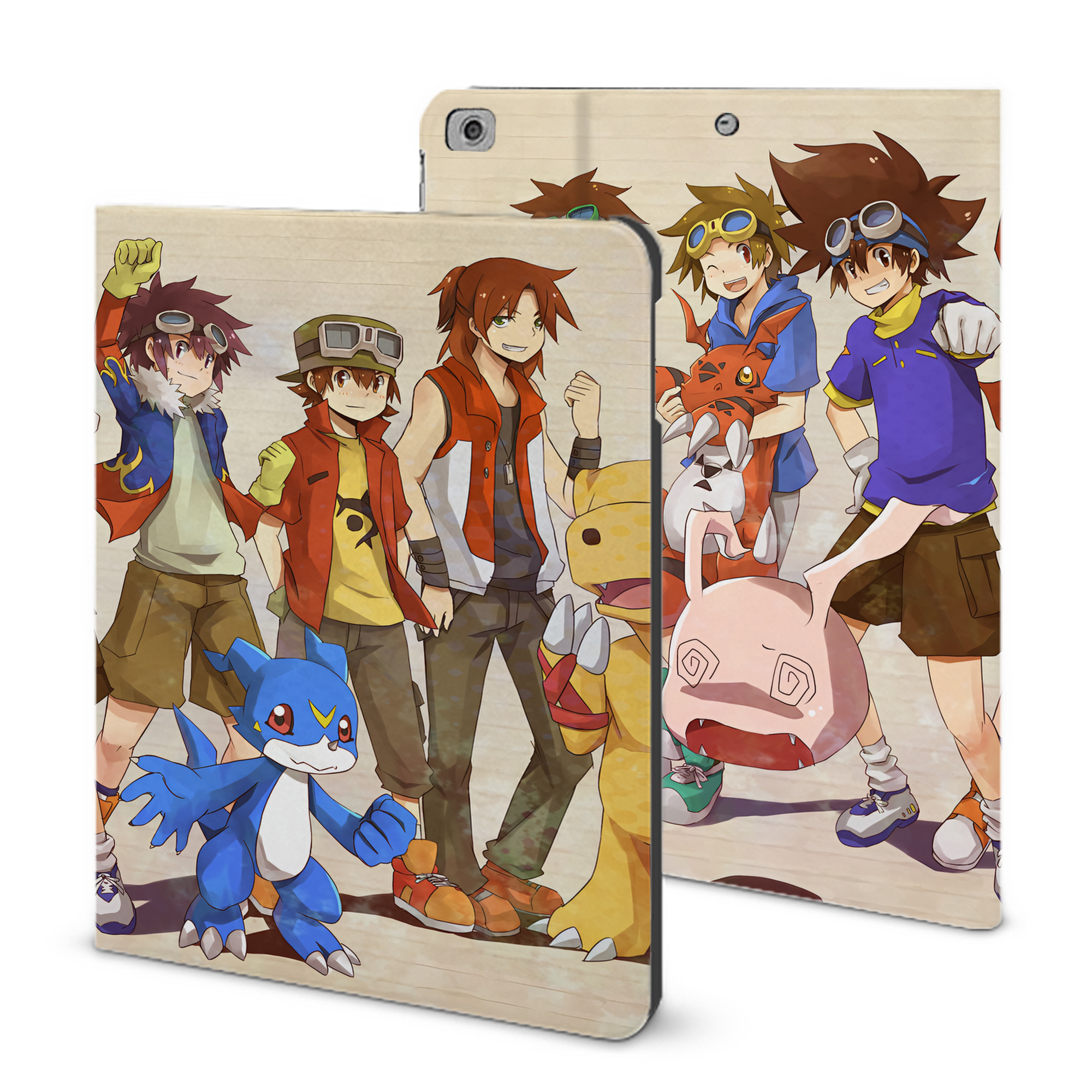 （画像用） Digimon デジタルモンスター/デジモン IPad ケース ブック型 PUレザー TPU 耐衝撃 軽量 薄型 ペン収納なし 全面保護 IPad 各モデル対応